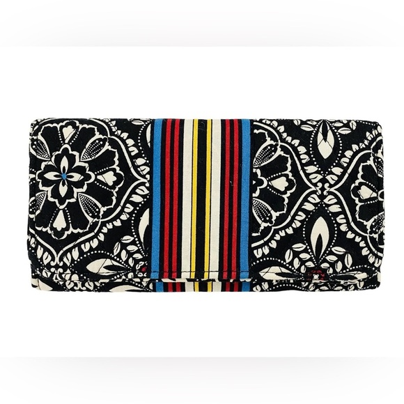 Vera Bradley Barcelona Hard Wallet Floral Black and White - Picture 1 of 11